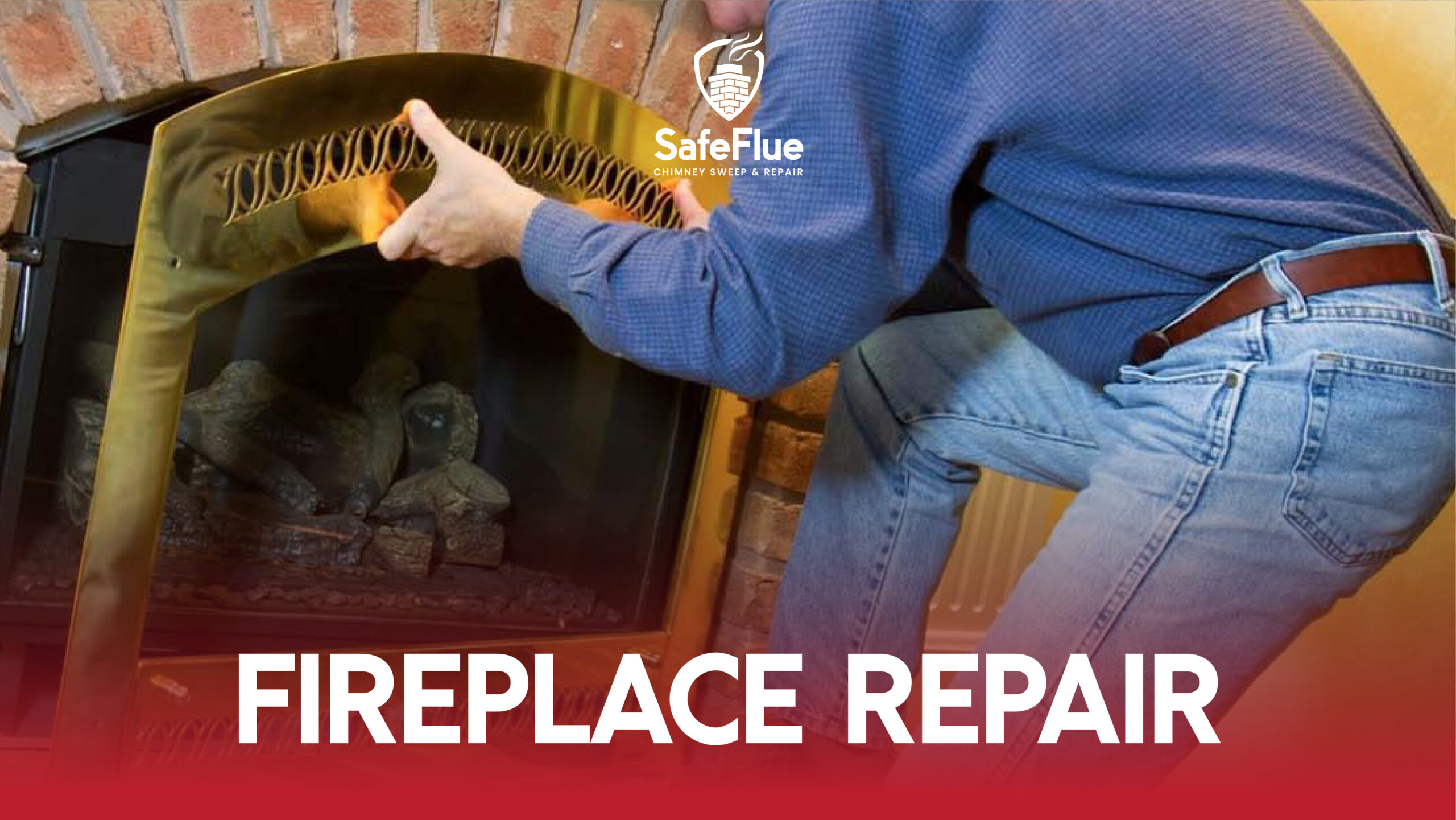 Gold colored fireplace repair from SafeFlue