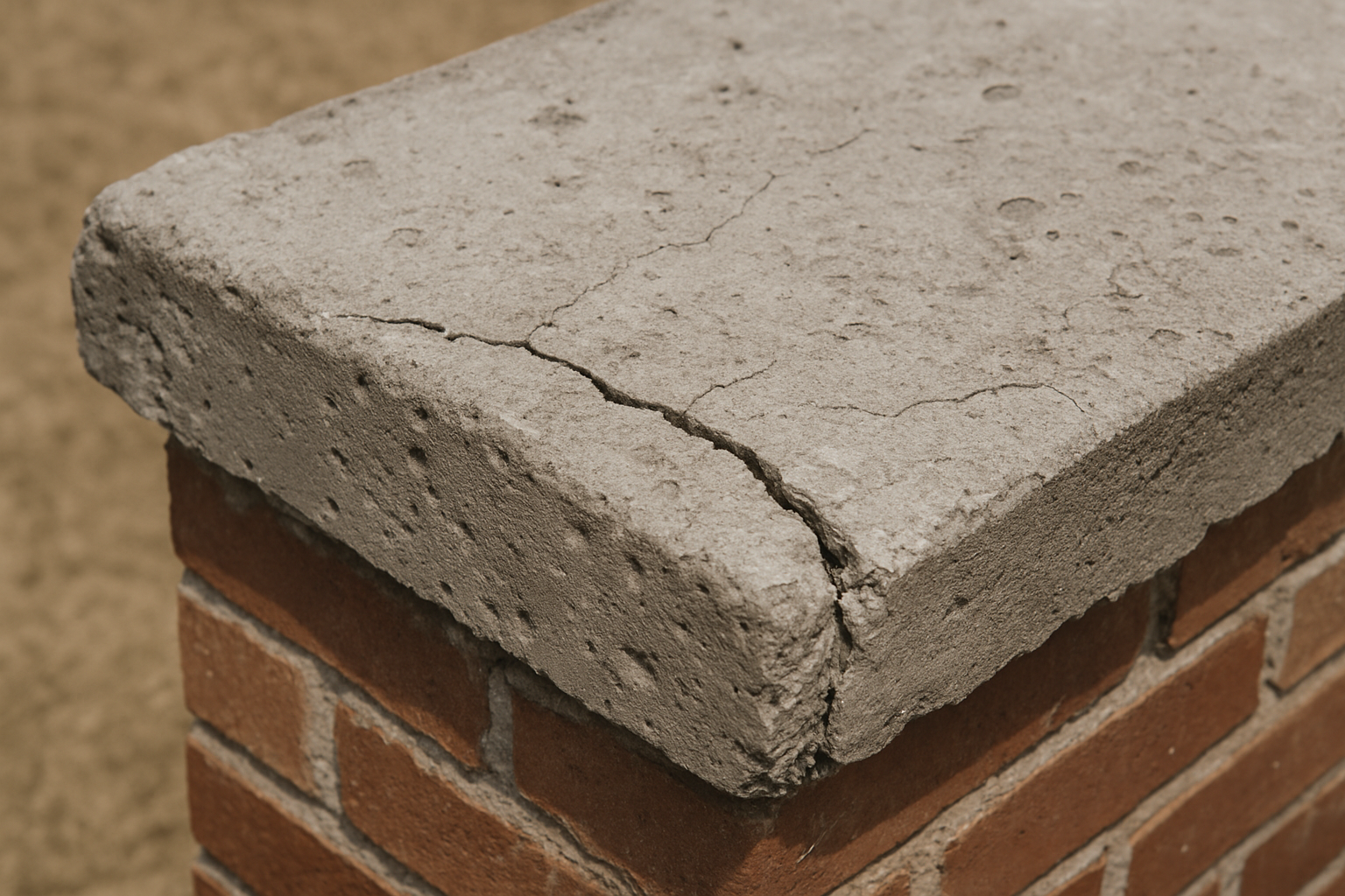 A close-up of visibly heat- and hail-damaged crown masonry directly illustrates the 'What Goes Wrong and Why' section's 