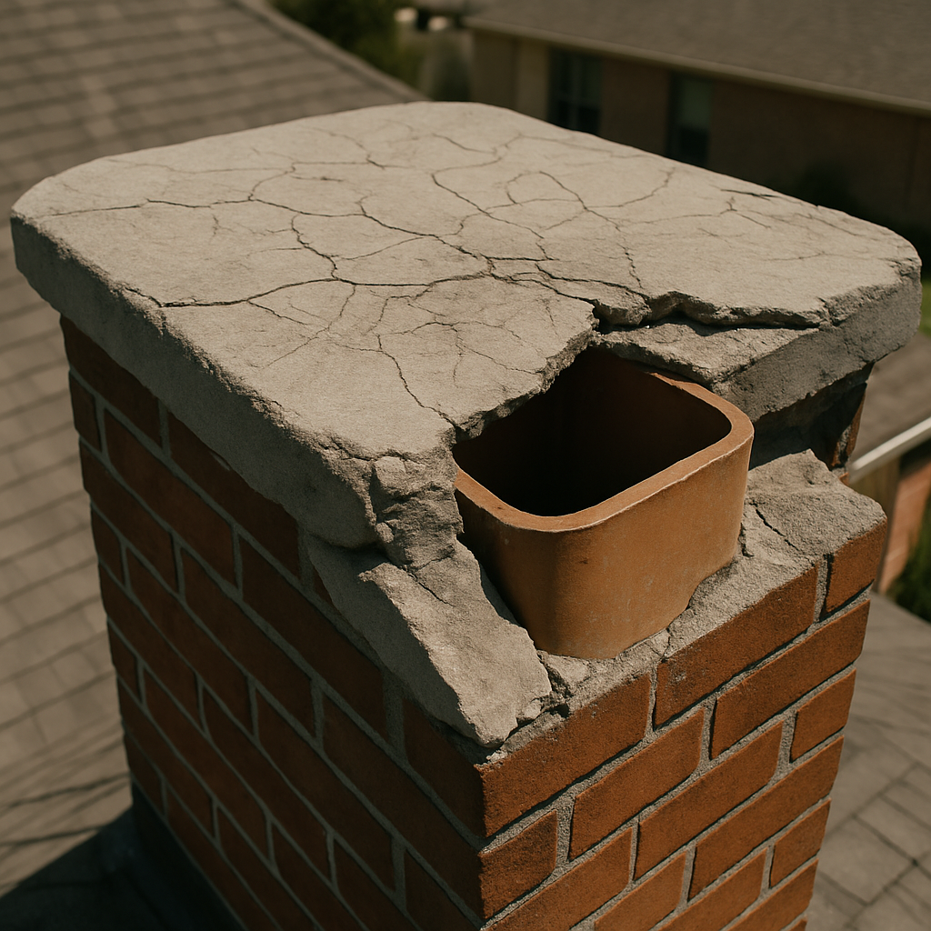 A clear, close inspection-style image of visible crown damage establishes the 'before' condition and illustrates the fac