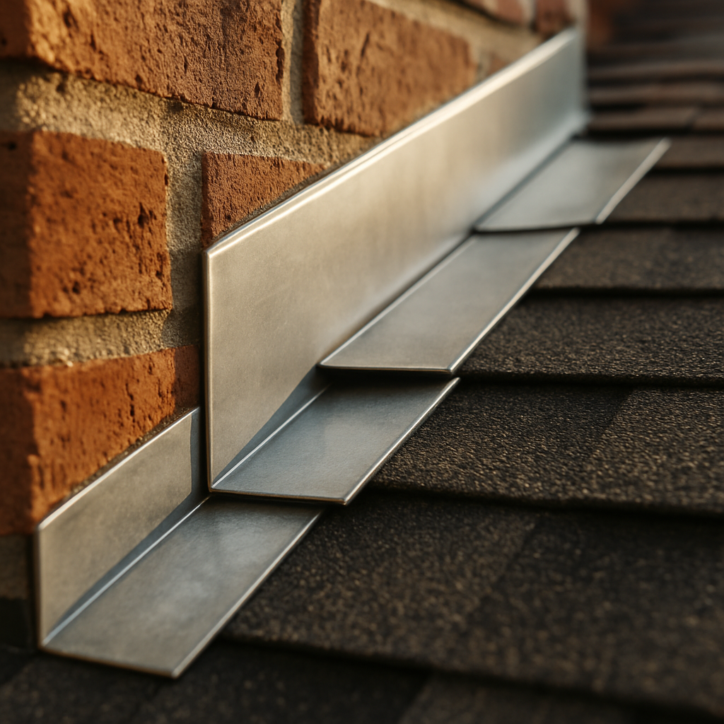 A tight detail shot of correctly installed flashing visually anchors the professional-quality standard being argued for 